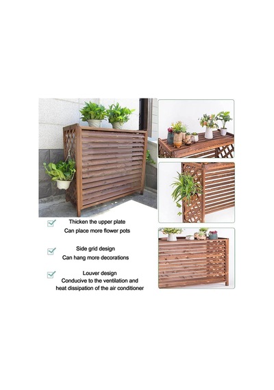 Büyük Dış Mekan Klima Kapağı Ve Çit Perdesi, Balkon Ve Bahçe İçin Masif Ahşap Dekoratif Çiçek Rafı, Kolay Kurulum L110xg50xy85cm Diğer