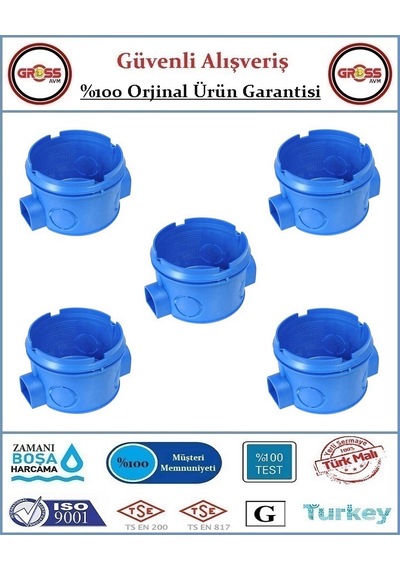 Geçmeli Anahtar Priz Kasası - Halojen Free Alev Yaymayan - Mavi - 5 Adet