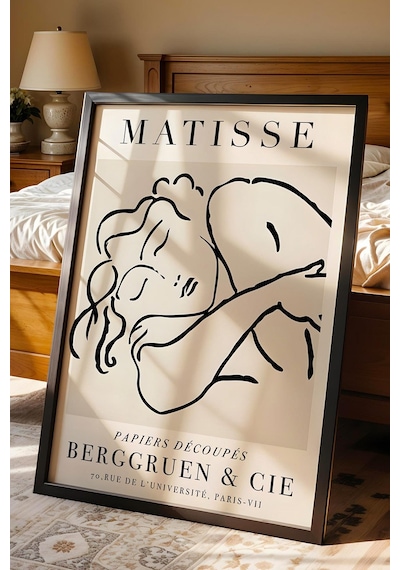 Henri Matisse Uyuyan Kadın Çerçeveli Tablo - Kağıt Kesme Sanatı - Eklektik Tarz Duvar Dekoru