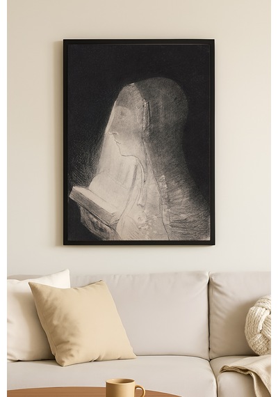 Veiled Truth Siyah Ahşap Çerçeveli Poster, Dekoratif Soyut Monokrom Duvar Tablosu