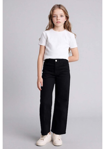 Defacto 90s Wıde Leg İspanyol Paça Gabardin Pantolon Kız Çocuk G0603a826spbk27 Siyah-bk27