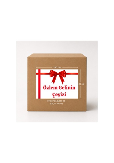 Çeyiz Bohça Bavul Koli Etiketi Gelin 10 Adet A4 Baskılı Etiket Sticker Çok Renkli