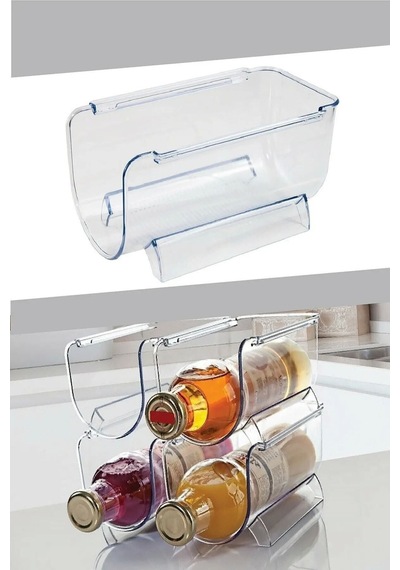 1 Adet Dolap Içi Şişe Organizer Üst Üste Istiflenebilir Buzdolabı Şişe Düzenleyici Plastik 25 X 10 T Diğer