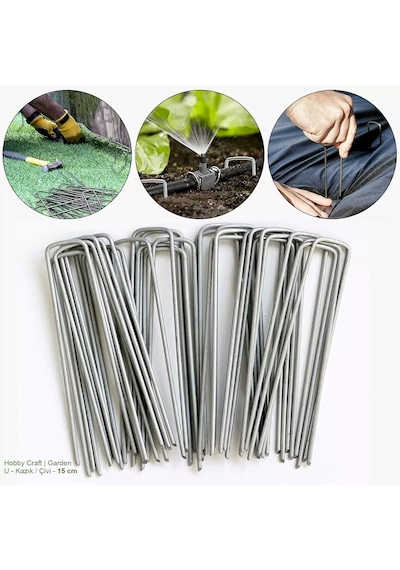 50 Adet Sera Taban Örtüsü Çivisi Ve Malç Örtüsü Kazığı 15 Cm Uzunluk 4 Mm Kalınlık - Galvanizli Yer Örtüsü Ve Çim Pimi Agro Tekstil Ve Bahçe Sabitleme Çivisi