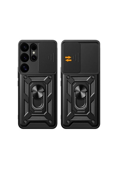 Samsung Galaxy S25 Ultra Kılıf Pars Lens Yüzüklü Silikon - Siyah