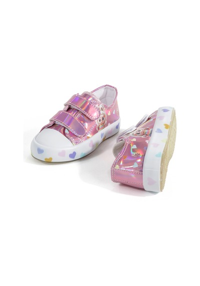 Artı Artı Ayakkabı Mia Kids-2401 Hologram 3d Kız Çocuk Cırtlı Işıklı Pembe Sneakers Pembe
