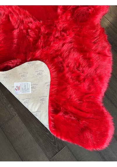 A Post Kırmızı Yumuşak Dokulu Peluş Halı Tek Kafa Post