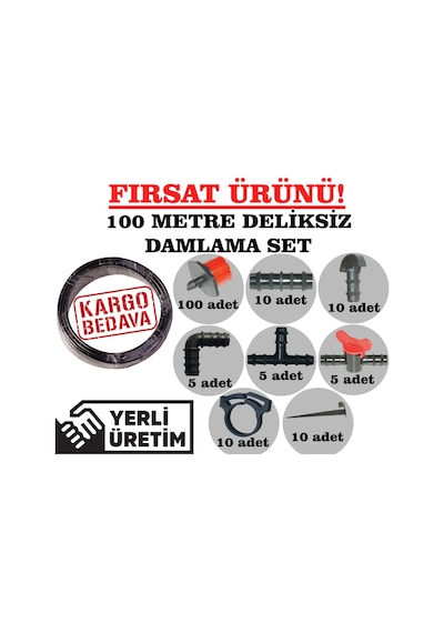Nartan 16Mm Deliksiz Düz Damlama Sulama Boru Seti ( 100 Metre )