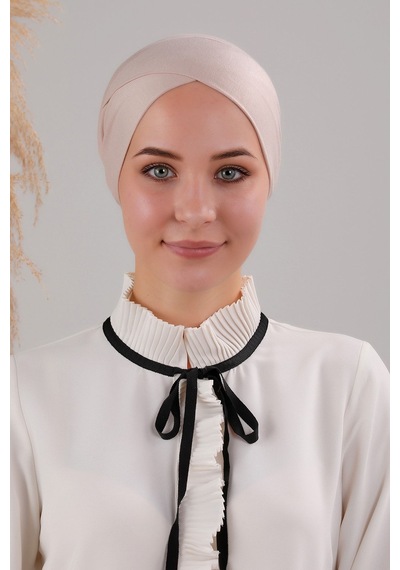 Melodi Scarf Bağlamalı Dikişsiz Çapraz Bone Taş Ten Rengi Taş Rengi