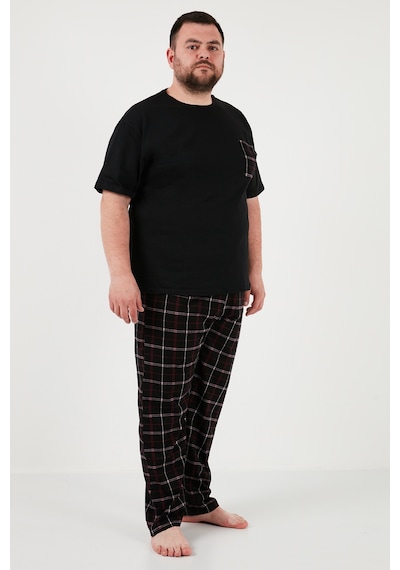 Buratti Pamuklu Regular Fit Büyük Beden Erkek Pijama Takımı 6572002B Siyah