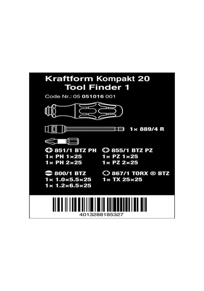 Wera K Kompakt 20 8 Parça Karma Çantalı Bits Uç Set 0505101600