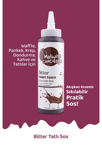 Melwiss Chocolate Bitter Tatlı Sos 330 G - Waffle & Krep & Pankek Sosu