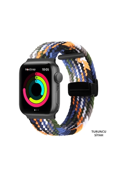 Novstrap Apple Uyumlu  Watch Ultra 49 MM İle Kordon Magnet Tokalı Flexible Elastik Örgü Kayış