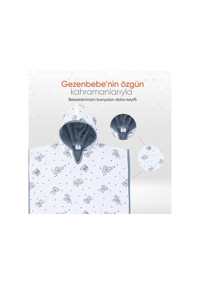 Gezenbebe Hero Desenli Müslin Ve Havlu Bebek Çocuk Pançosu 001