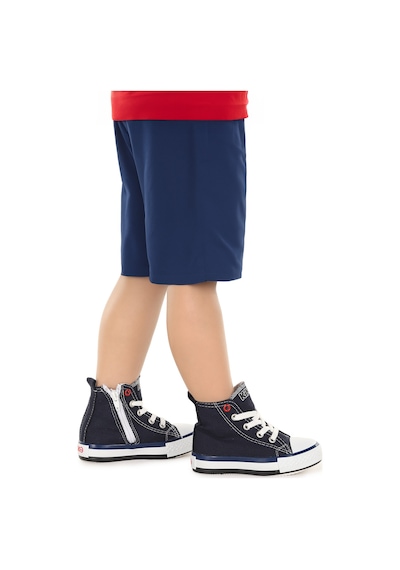 Kiko Kids Tinna Bağcıklı Erkek Çocuk Boğazlı Keten Spor Ayakkabı Lacivert