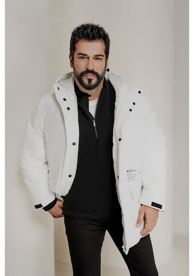 Ac&Co / Altınyıldız Classics Erkek Beyaz Kapüşonlu Dik Yaka Standart Fit Kaban Beyaz Ac&Co / Altınyıldız Classics Erkek Beyaz Kapüşonlu Dik Yaka Standart Fit Kaban Beyaz