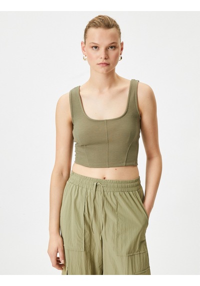 Koton Crop Atlet U Yaka Askılı Haki 4sak10015ek 4SAK10015EK871