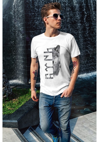 Türkiye Bozkurt Göktürkçe Türk Yazısı Ve Kurt Baskılı Regular Fit %100 Pamuk Beyaz T-shirt Beyaz
