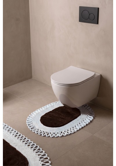Banyo Paspası Takımı 60x100+40x60 Cm Dış Trikot Acı Kahve & Gümüş