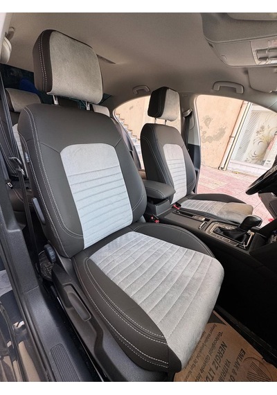 Volkswagen Passat B8 Uyumlu Araca Özel Oto Koltuk Kılıfı 158536 Siyah-Gri