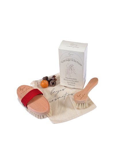 Layes Cosmetics Doğal At Kılı Fırçası Vücut + Yüz Fırçası