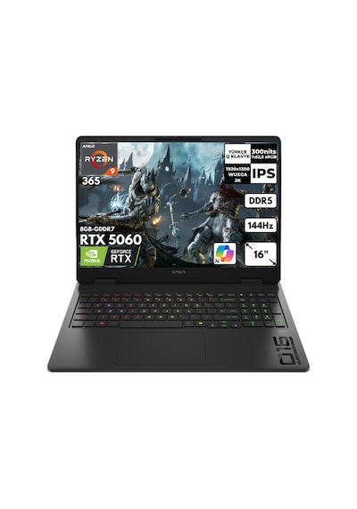 HP Omen C12CPEAHMF20 Ryzen AI 9 365 40 GB 2 TB SSD 8 GB  RTX5060 16" W11P Dizüstü Bilgisayar