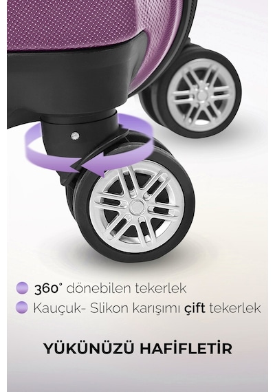 Polo & Sky Polo&Sky Elmas Model Mor Renk Orta Boy Valiz Bavul Mor