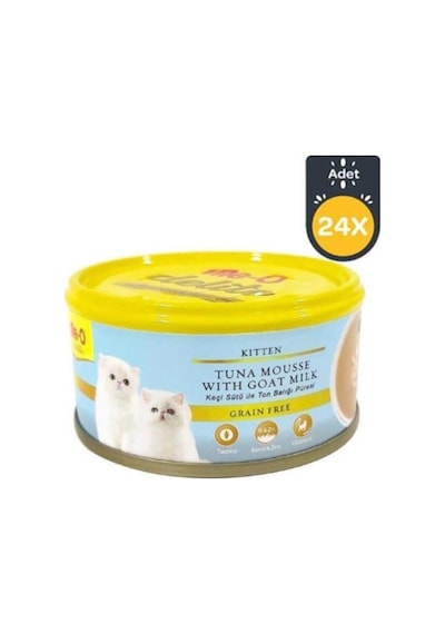 Me-o Tahılsız Tuna Balıklı ve Keçi Sütlü Ezme Yavru Kedi Konserve 24 x 80 G