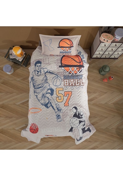 Clasy Tek Kişilik 4 Mevsim Kapitone Nevresim Seti Basketball Bej