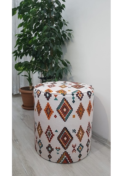 yuvarlak desenli dijital baskılı puf
