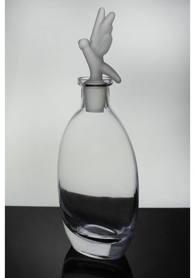 Paşabahçe El İmalatı Kristal Mat Cam Kuş Tıpalı Oval Karaf Şişe 1000 Cc 92147 - Şeffaf