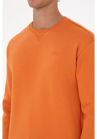 U.S. Polo Assn. Erkek Comfort Fit Bisiklet Yaka Şardonlu Bakır Basic Sweatshirt 50313757-VR182