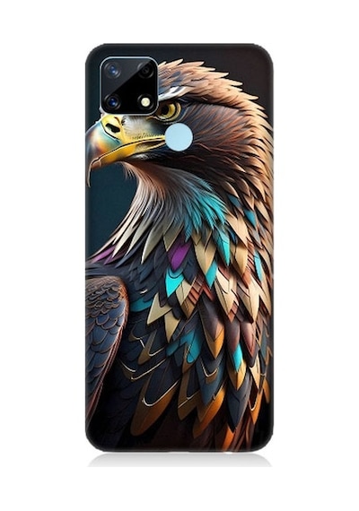 Realme C25 Uyumlu Renkli Kaya Kartalı Desenli Silikon Kılıf