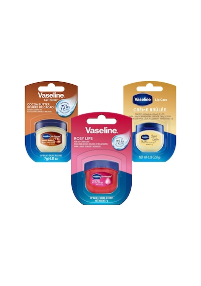 Vaselin Lip Therapy 3'lü Set Cocoa Butter, Rosy Lips, Creme Brulee Dudak Balmı 0.25oz / 7gr