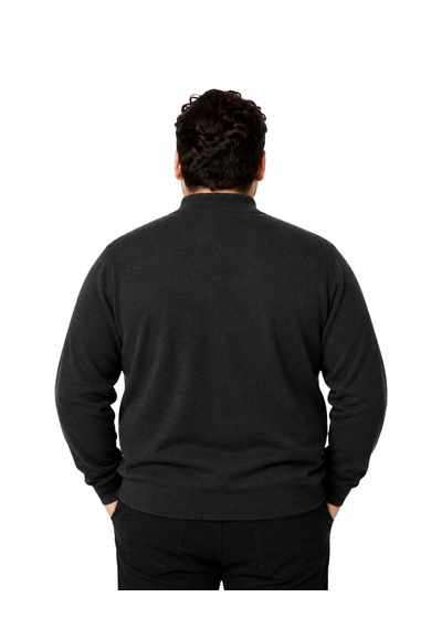 Battalmoda Erkek Büyük Beden Antrasit Yarım Balıkçı Pamuklu Kazak 3xl-4xl-5xl-6xl