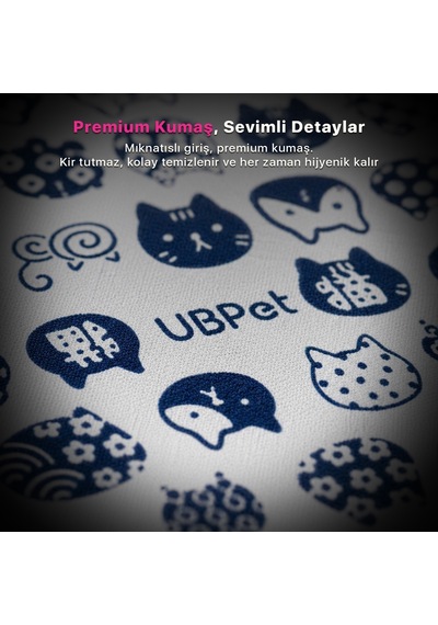 Ubpet C20 Uyumlu Kedi Tuvaleti Perdesi Kum Dağılım Önleyici Mıknatıslı Giriş, Premium Kumaş, Beyaz