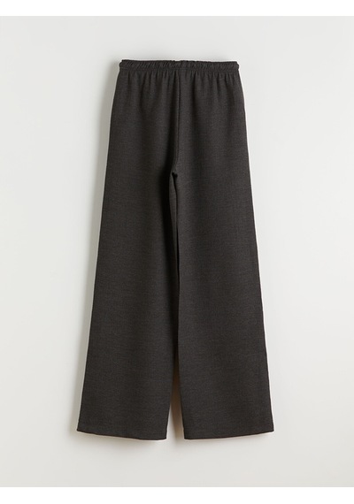 Lcw Modest Gri Beli Lastikli Dokulu Geniş Paça Kadın Pantolon