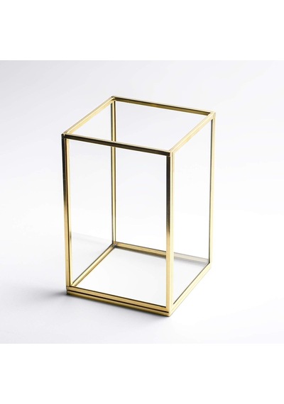 15x10x10cm Pirinç Gold Geometrik Teraryum Cam Fanus Vazo Mumluk Yapımı Dekoratif