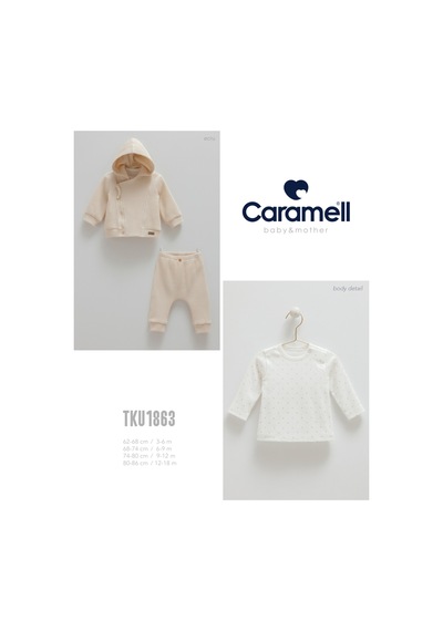 Caramell Barbosa Soft Teddy 3'lü Takım 3-6ay/6-9ay/9-12ay/12-18ay Tku1863 Yeni Sezon Ekru