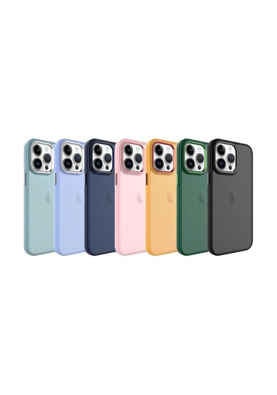 Apple Uyumlu iPhone 14 Pro Max Kılıf Buzlu Sert Pc Zore May Kapak Mavi