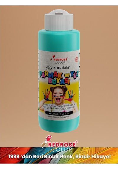 Red Rose Turkuaz Parmak Boyası 120 ML Yıkanabilir