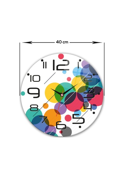 Decorita Cam Saat | Color Dot | Çap40cm Çok Renkli