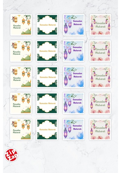 Ramadan Mubarak 2 Ramazan Telefon Laptop Bullet Journal Yapışkanlı Folyo Sticker Paketi 20 Adet Çok Renkli