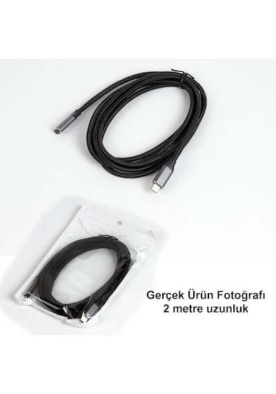 Ga86 Type-c Uzatma Kablosu Asla Kopmaz Örgü Kablo Mac-book İ-pad Air 4 Telefon Bilgisayar Alüminyum Kasa 2 M