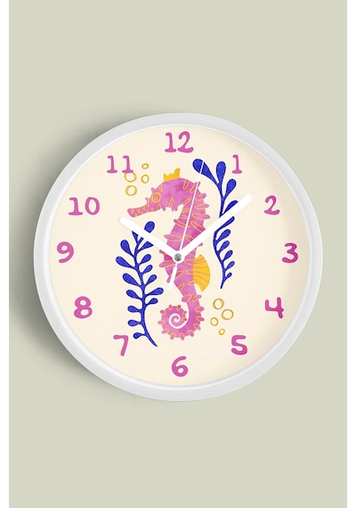 Denizatı Modern Duvar Saati - 35cm - Önü Camlı Beyaz Kasa - Sessiz Mekanizma Beyaz