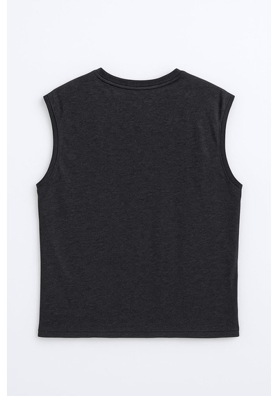 Markapia Man Erkek Bisiklet Yaka Sıfır Kol %100 Pamuk T-shirt Antrasit