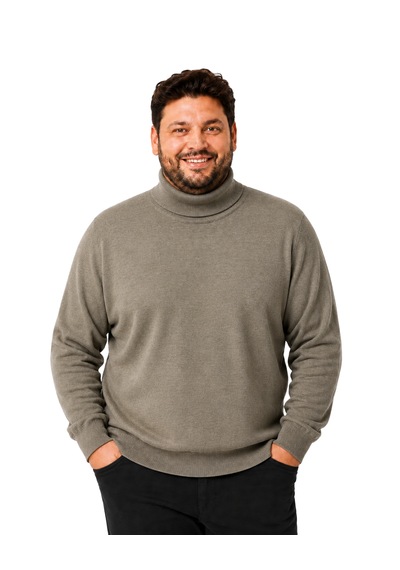 Battalmoda Erkek Büyük Beden Vizon Tam Balıkçı Pamuklu Kazak 3xl-4xl-5xl-6xl