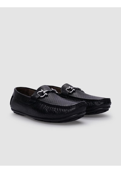 Cabani %100 Hakiki Deri Siyah Tokalı Erkek Loafer Siyah