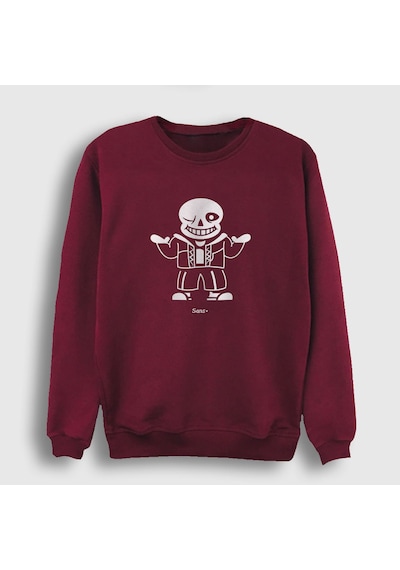 Presmono Unisex Sans Undertale Sweatshirt Bordo