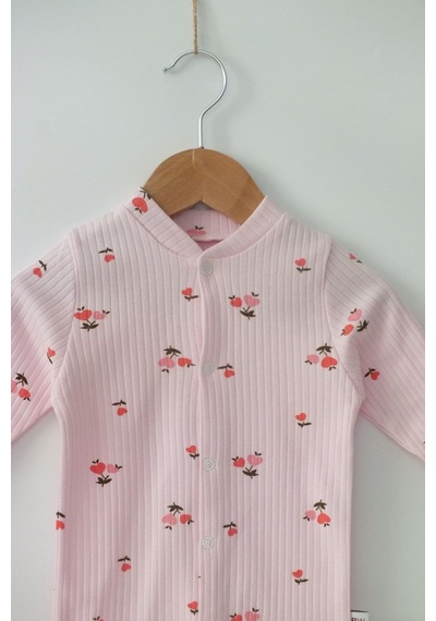 Bebe Wini Pembe Çiçekli 100 %pamuk Patikli Tulum Renkli